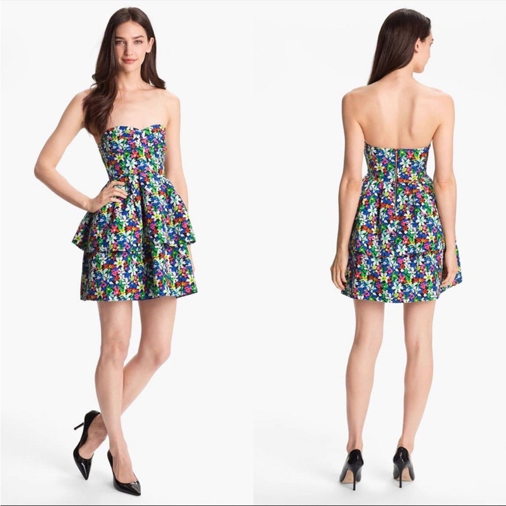 Kate Spade Karmen Dress in In Full Bloom print | Strapless cocktail party dress
